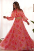 Lovely Pink Floral Print Organza Party Wear Lehenga With Blouse