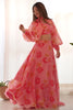 Lovely Pink Floral Print Organza Party Wear Lehenga With Blouse