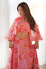 Lovely Pink Floral Print Organza Party Wear Lehenga With Blouse