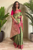 Delightful Green Zari Weaving Tissue Silk Mehendi Wear Saree