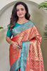 Enjoyable Orange Zari Weaving Tissue Silk Festival Wear Saree