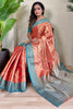 Enjoyable Orange Zari Weaving Tissue Silk Festival Wear Saree