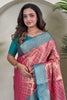Alluring Pink Zari Weaving Tissue Silk Event Wear Saree With Blouse