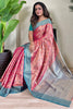 Alluring Pink Zari Weaving Tissue Silk Event Wear Saree With Blouse