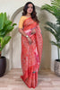 Fantastic Peach Bandhani Printed Tissue Silk Function Wear Saree
