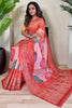 Fantastic Peach Bandhani Printed Tissue Silk Function Wear Saree