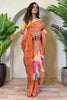 Incredible Orange Bandhani Printed Tissue Silk Festival Wear Saree