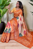 Incredible Orange Bandhani Printed Tissue Silk Festival Wear Saree