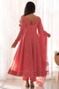 Stunning Peach-Color Lucknowi Embroidery Georgette Anarkali Pant Suit