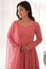 Stunning Peach-Color Lucknowi Embroidery Georgette Anarkali Pant Suit