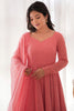 Stunning Peach-Color Lucknowi Embroidery Georgette Anarkali Pant Suit