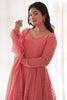 Stunning Peach-Color Lucknowi Embroidery Georgette Anarkali Pant Suit