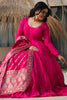 Gorgeous Pink Silk Wedding Wear Anarkali Suit With Banarasi Dupatta