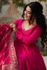 Gorgeous Pink Silk Wedding Wear Anarkali Suit With Banarasi Dupatta