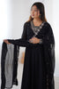 Wonderful Black Embroidered Event Wear Anarkali Suit With Dupatta