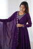 Ravishing Purple Embroidered Function Wear Anarkali Suit With Dupatta