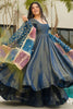 Stunning Teal Blue Silk Festive Wear Palazzo Suit With Sequins Dupatta