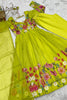 Lovely Light Green Floral Printed Organza Festival Wear Anarkali Suit