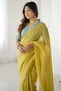 Astonishing Yellow Silk Ready To Wear Festival Wear Saree With Blouse