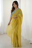 Astonishing Yellow Silk Ready To Wear Festival Wear Saree With Blouse