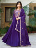 Incredible Purple Sequins Thread Work Georgette Function Wear Gown With Dupatta