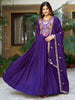 Incredible Purple Sequins Thread Work Georgette Function Wear Gown With Dupatta
