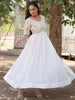 Astonishing White Thread Embroidered Georgette Festival Wear Gown