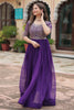 Fabulous Purple Embroidered Georgette Wedding Wear Gown