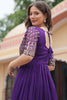 Fabulous Purple Embroidered Georgette Wedding Wear Gown