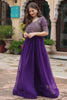 Fabulous Purple Embroidered Georgette Wedding Wear Gown