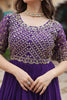 Fabulous Purple Embroidered Georgette Wedding Wear Gown