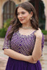 Fabulous Purple Embroidered Georgette Wedding Wear Gown