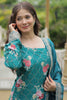 Startling Teal Blue Sequins Chinon Event Wear Palazzo Suit With Dupatta