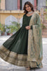 Surprising Green Embroidered Vichitra Silk Mehendi Wear Gown