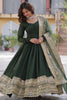 Surprising Green Embroidered Vichitra Silk Mehendi Wear Gown