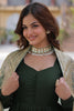 Surprising Green Embroidered Vichitra Silk Mehendi Wear Gown