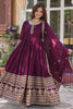 Wonderful Wine Color Silk Event Wear Anarkali Gown With Dupatta