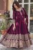 Wonderful Wine Color Silk Event Wear Anarkali Gown With Dupatta