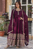 Wonderful Wine Color Silk Event Wear Anarkali Gown With Dupatta