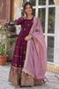 Awesome Wine Color Georgette  Festival Wear Anarkali Gown With Dupatta
