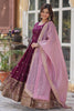Awesome Wine Color Georgette  Festival Wear Anarkali Gown With Dupatta