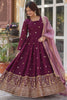 Awesome Wine Color Georgette  Festival Wear Anarkali Gown With Dupatta