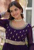 Dazzling Purple Sequins Georgette Reception Wear Gown With Dupatta