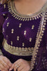 Dazzling Purple Sequins Georgette Reception Wear Gown With Dupatta