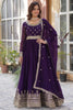 Dazzling Purple Sequins Georgette Reception Wear Gown With Dupatta