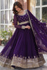 Dazzling Purple Sequins Georgette Reception Wear Gown With Dupatta