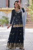 Attractive Blue Sequins Georgette Festival Wear Sharara Suit