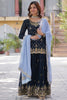 Attractive Blue Sequins Georgette Festival Wear Sharara Suit