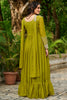 Outstanding Lime Green Beads Work Georgette Mehendi Wear Gown