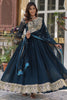 Stunning Teal Blue Embroidered Georgette Function Wear Gown